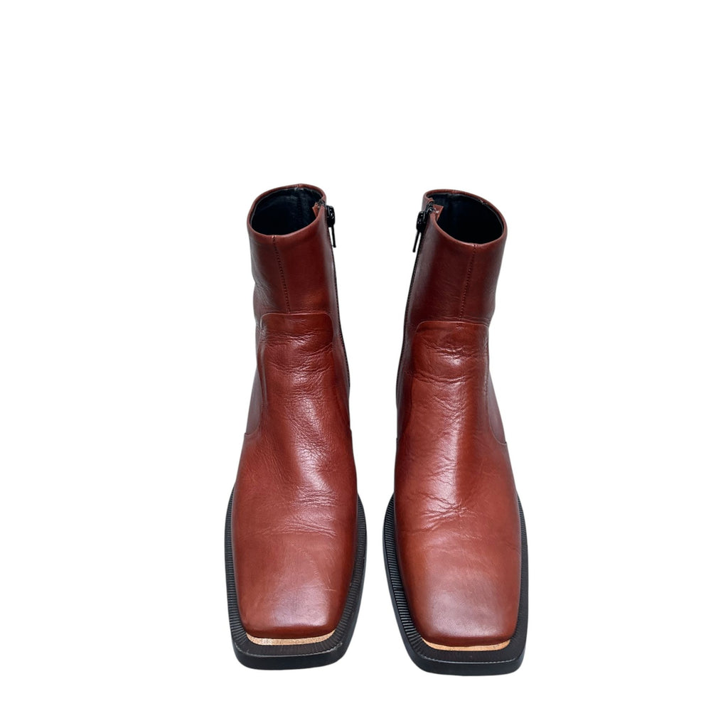 Brown Ankle Square Boots