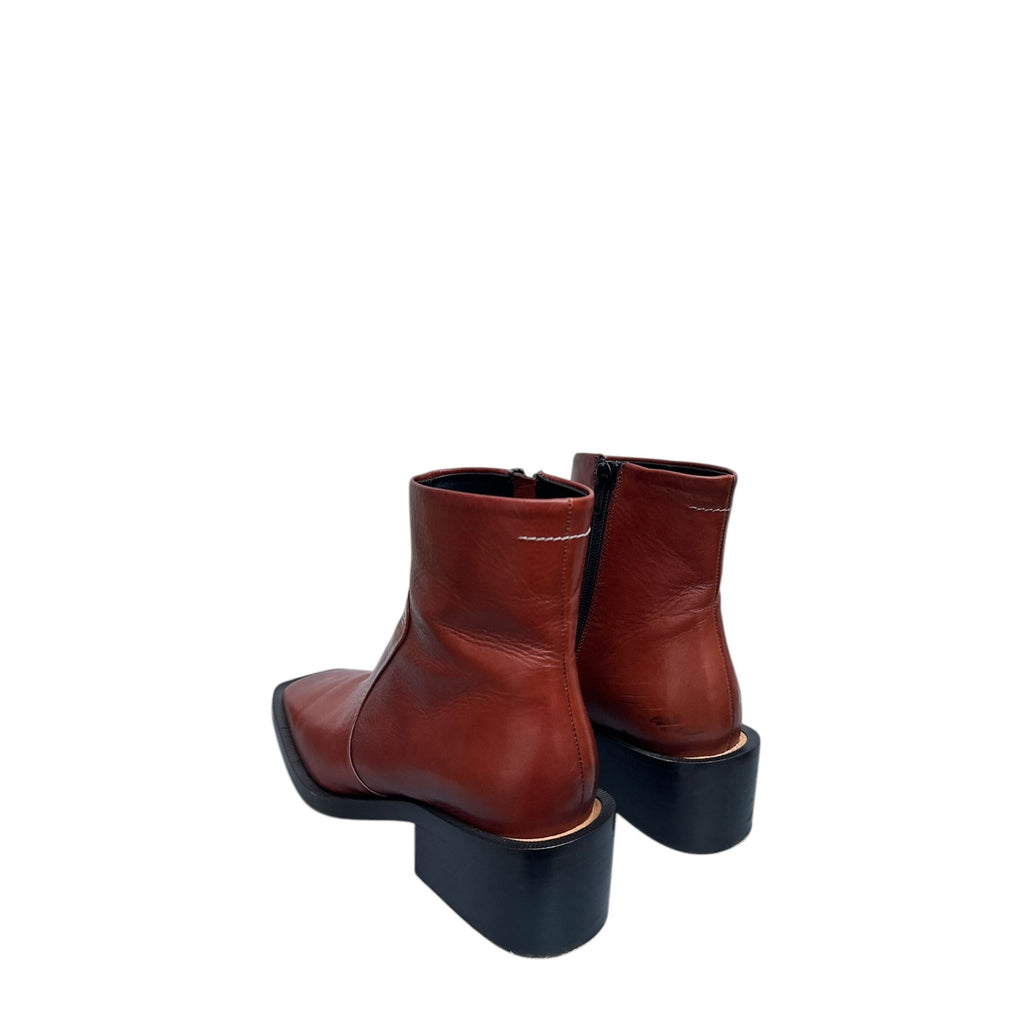 Brown Ankle Square Boots