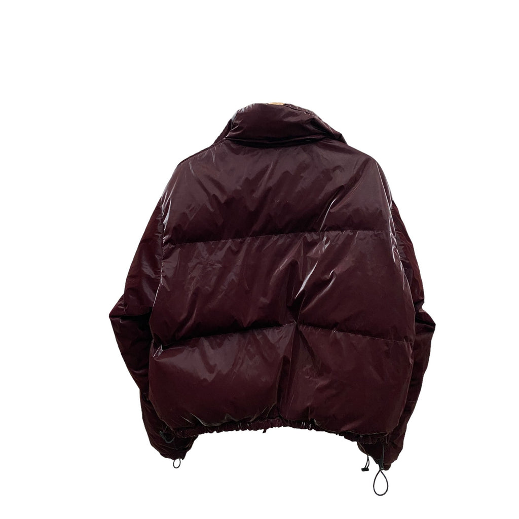 Straps Burgundy Puffer Jacket