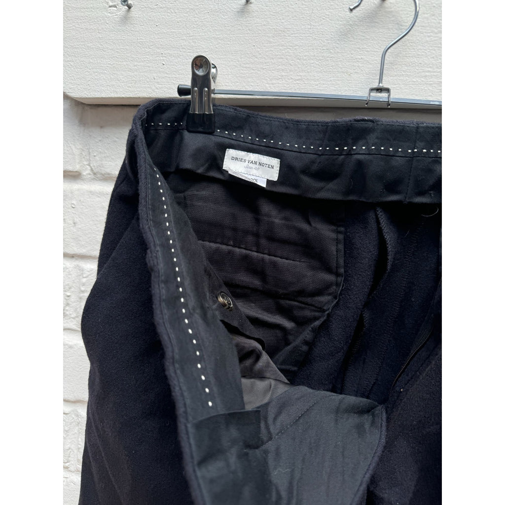 Dark Navy Wool Wide Pants