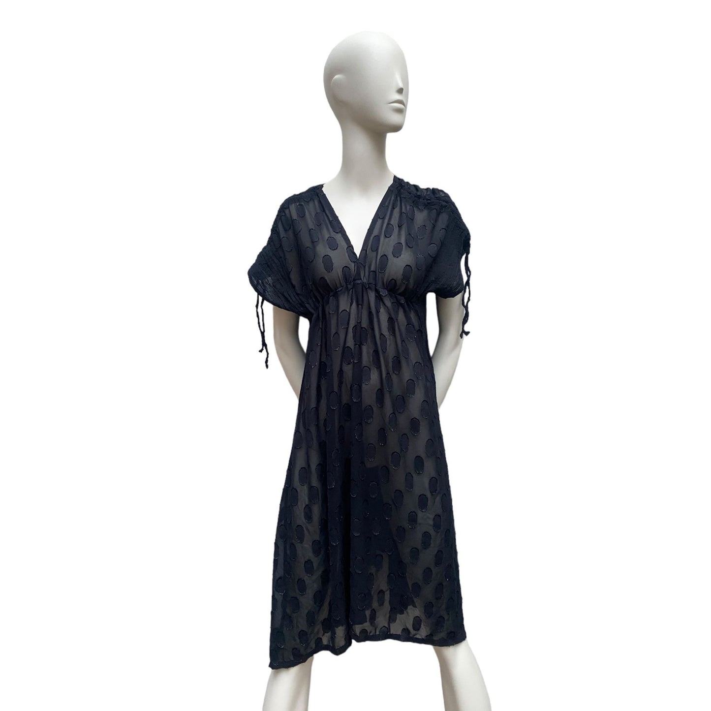 Vintage Black Dot Midi Evening Dress