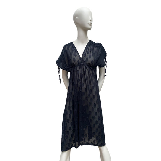 Vintage Black Dot Midi Evening Dress