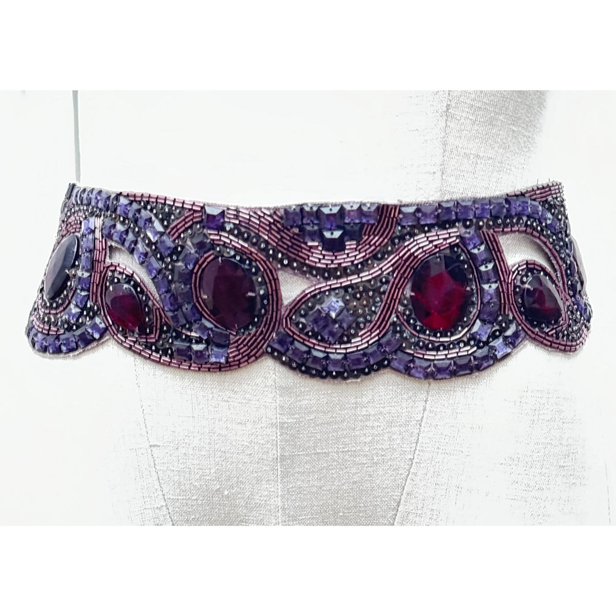 Vintage Purple Crystal &amp; Beaded Statement Belt