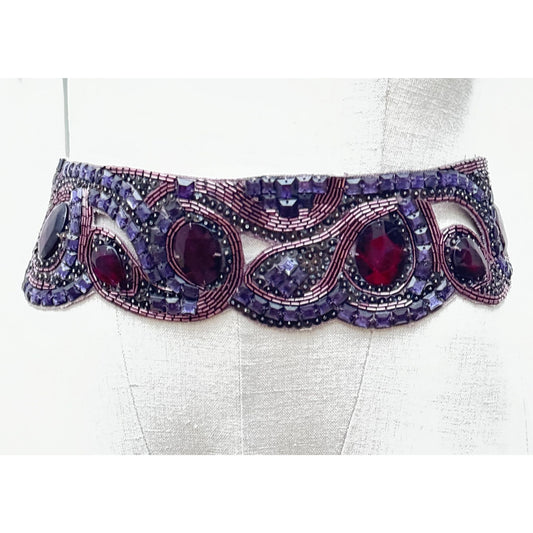 Vintage Purple Crystal &amp; Beaded Statement Belt
