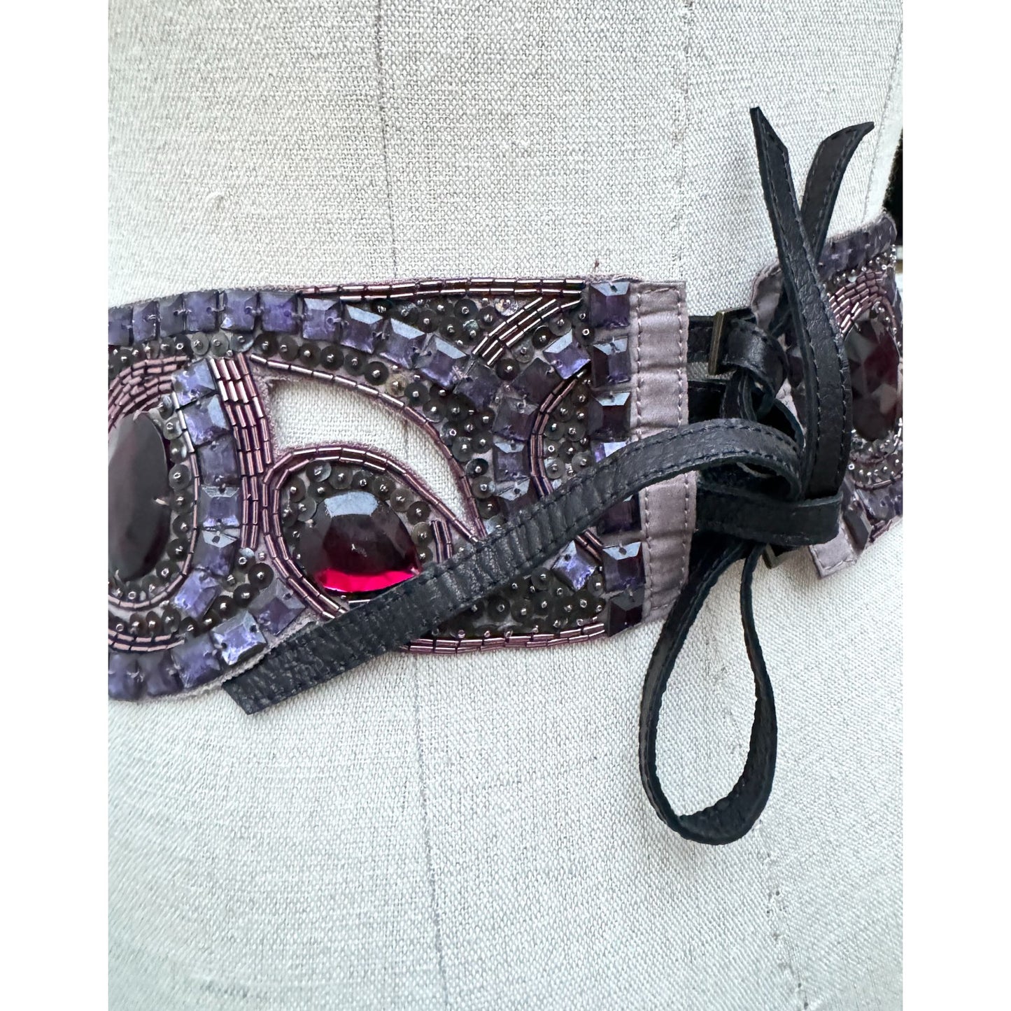 Vintage Purple Crystal &amp; Beaded Statement Belt