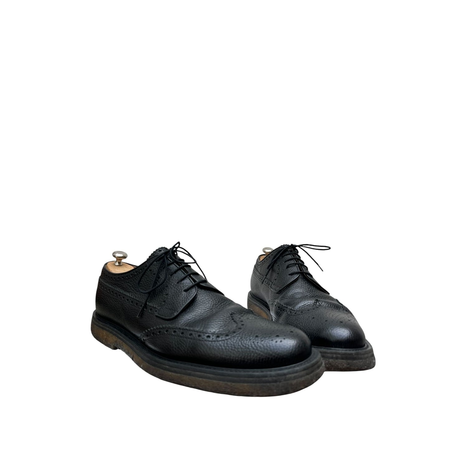 Black Pebble Leather Derby Shoes