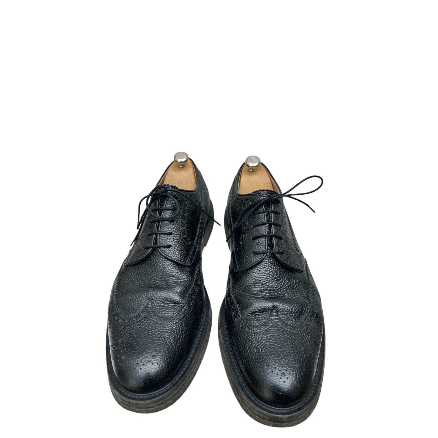 Black Pebble Leather Derby Shoes