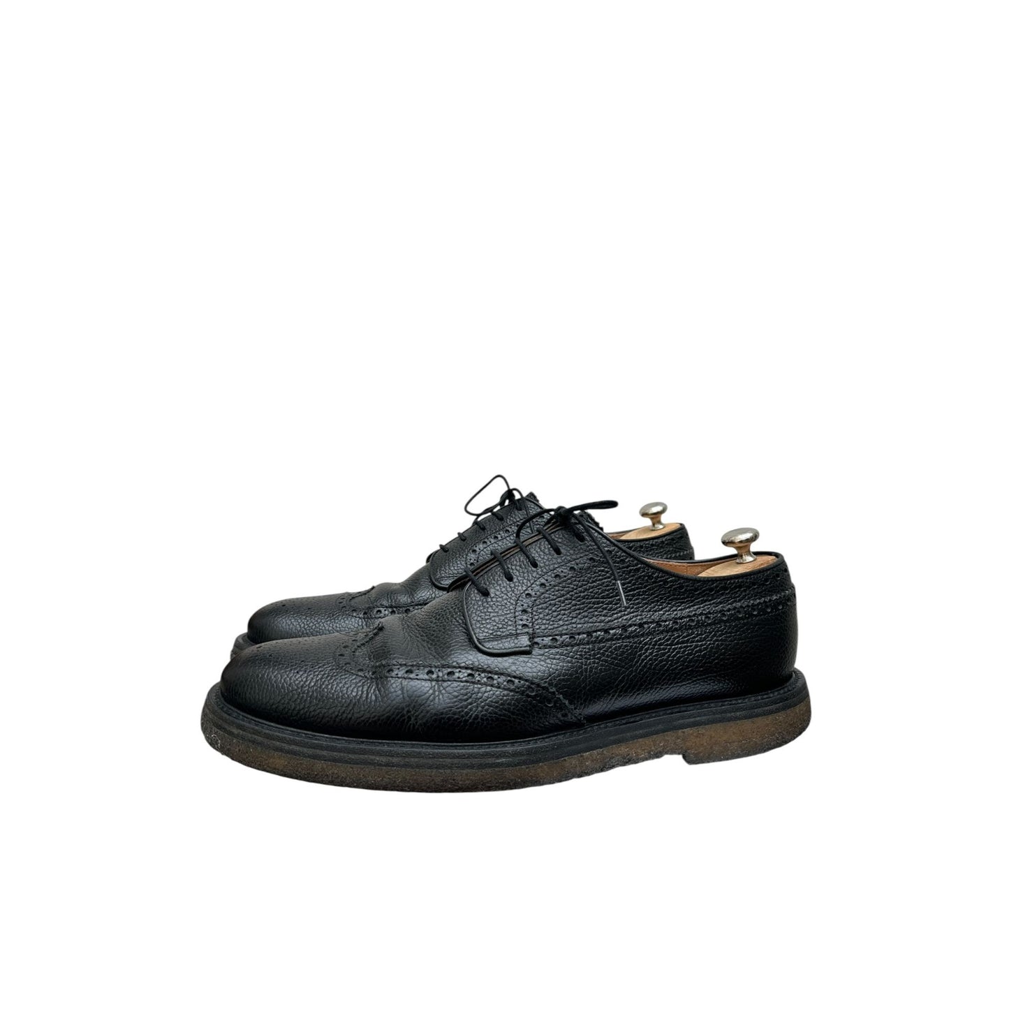 Black Pebble Leather Derby Shoes