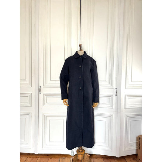 1990s Dark Navy Wool–Cashmere Long Coat