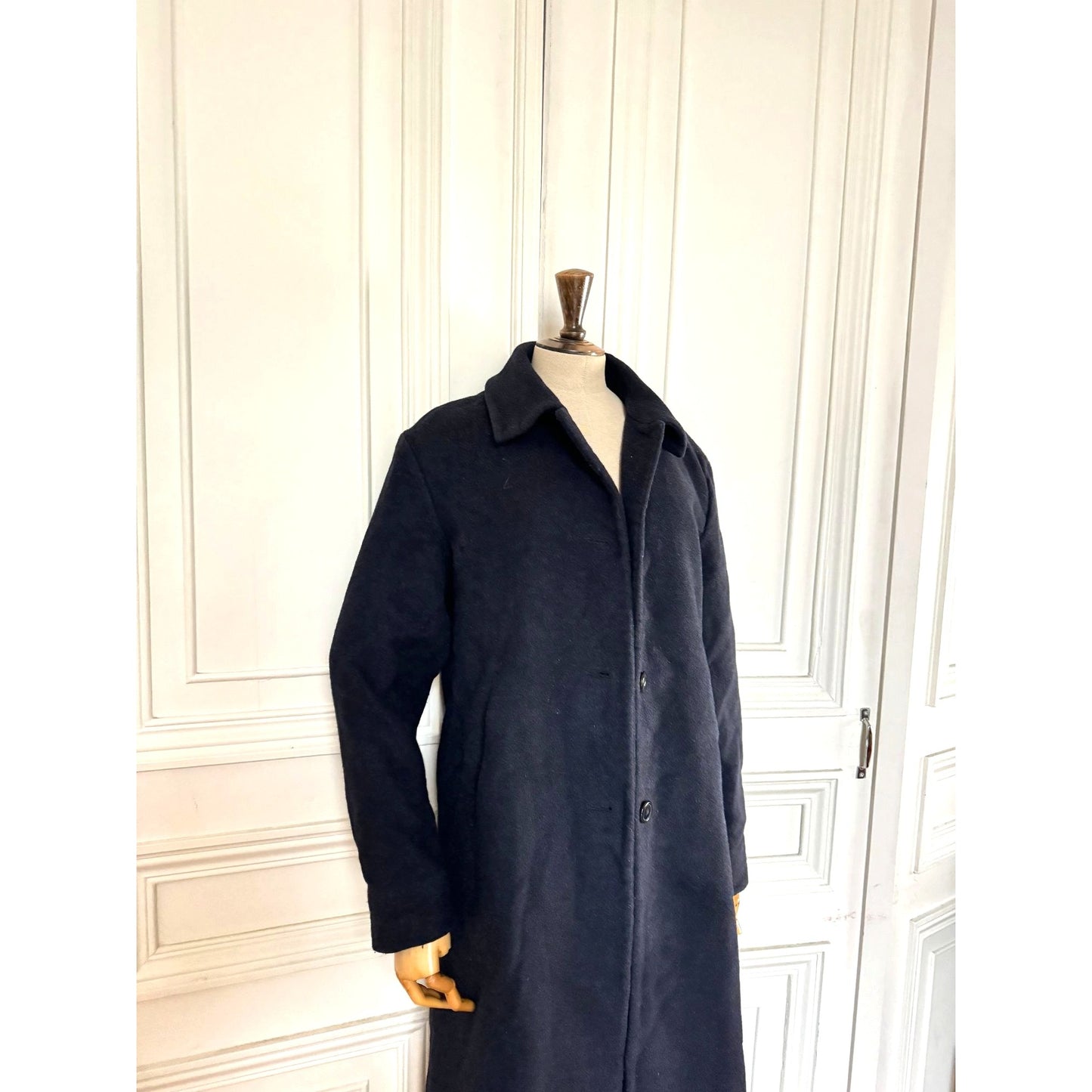 1990s Dark Navy Wool–Cashmere Long Coat