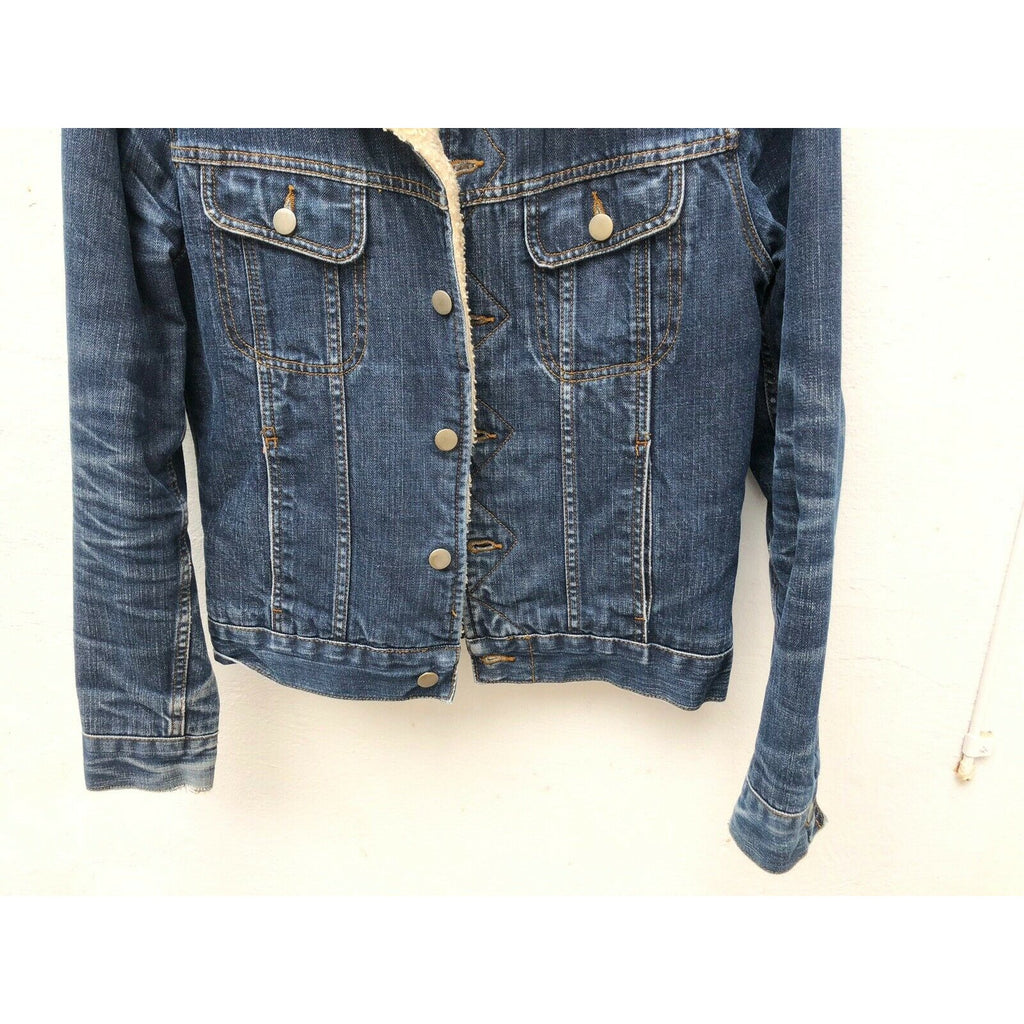 Denim Blue shearling jacket Sherpa Lined