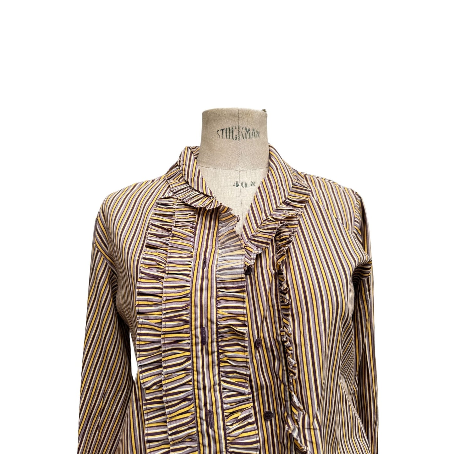 Ruffled Striped Collar Shirt