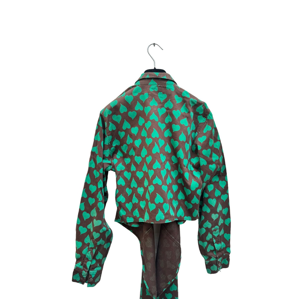 Vintage Green Hearts Cotton Shirt