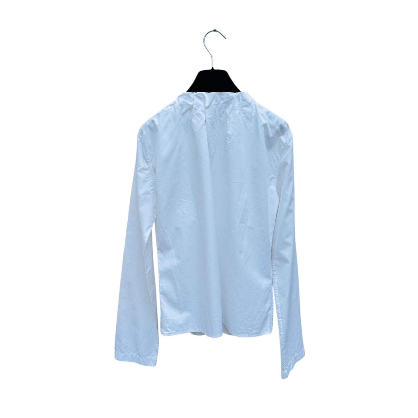 White Cotton Open-Neck Shirt