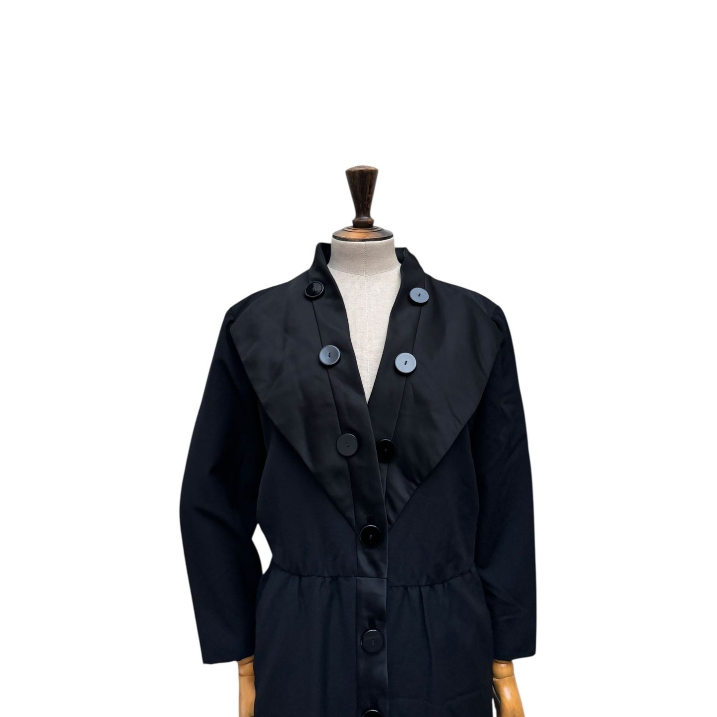 1970s Vintage Black Wool Dress