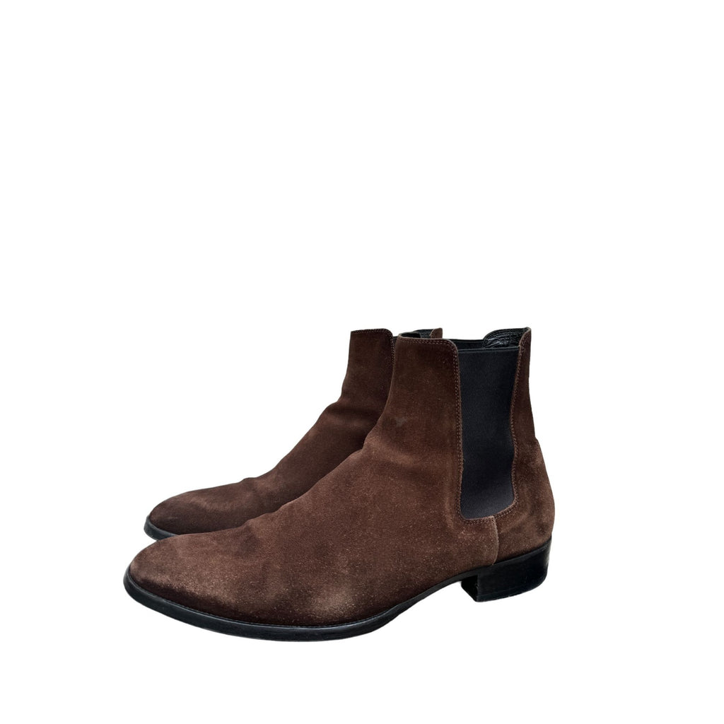 Brown Suede Chelsea Boots Cuban Heel