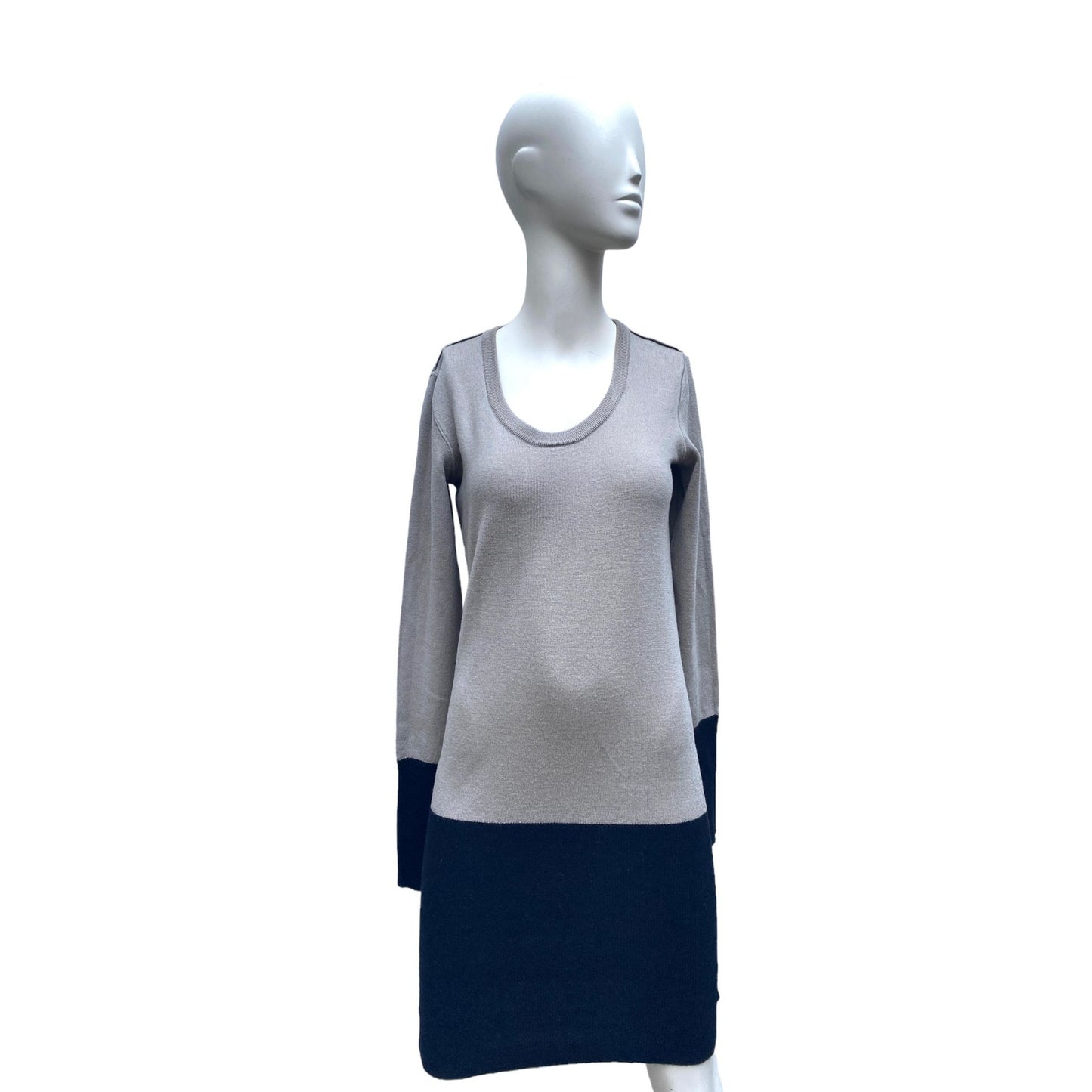 Beige Black Wool Dress  Longsleeves
