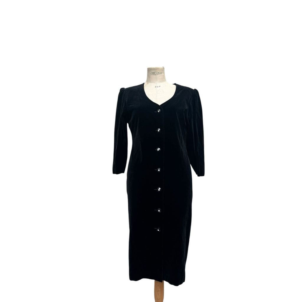 Black Velvet Corduroy Dress Size 42 M to L