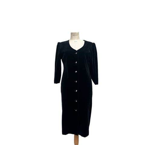 Black Velvet Corduroy Dress Size 42 M to L