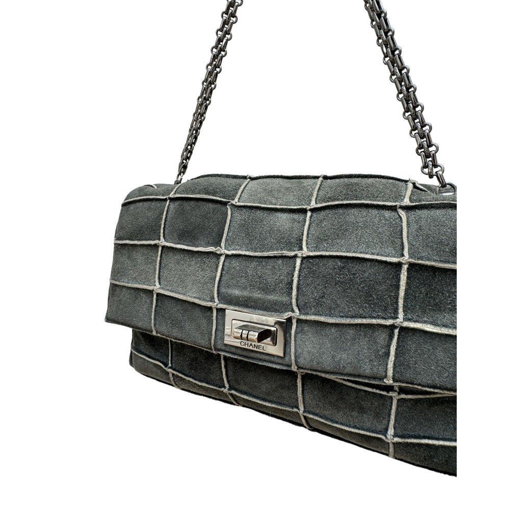 2.55 Grey Suede Leather Bag