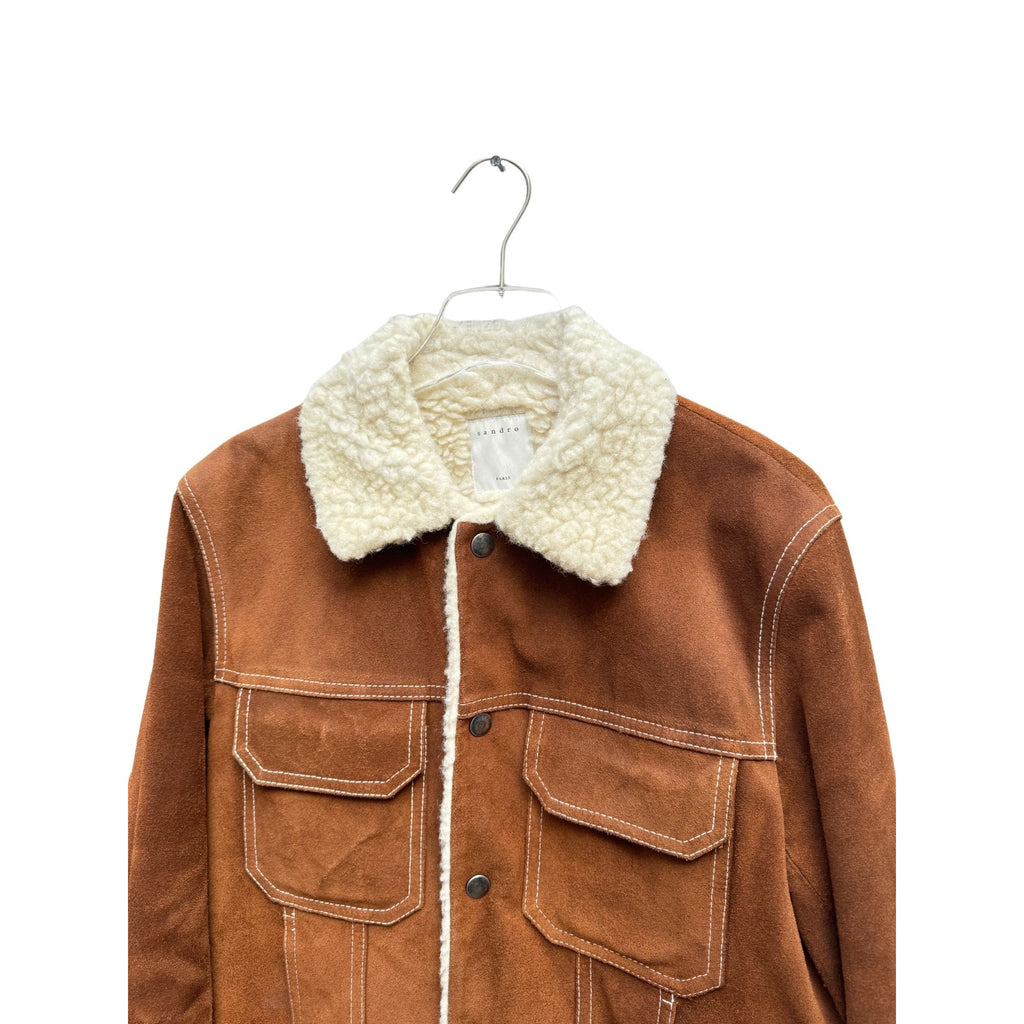 Brown Suede Leather Shearling Jacket