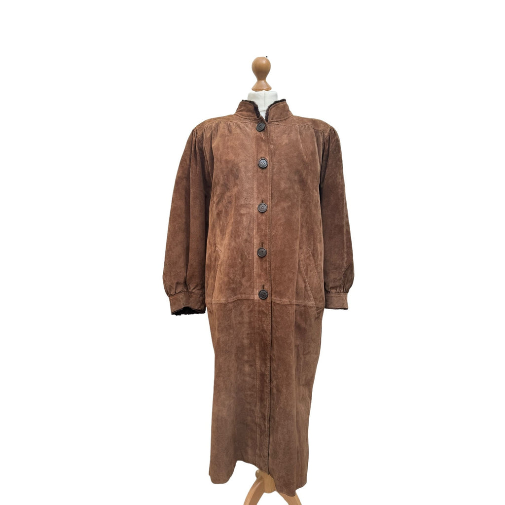 Vintage 1980s Brown suede Fur lining coat