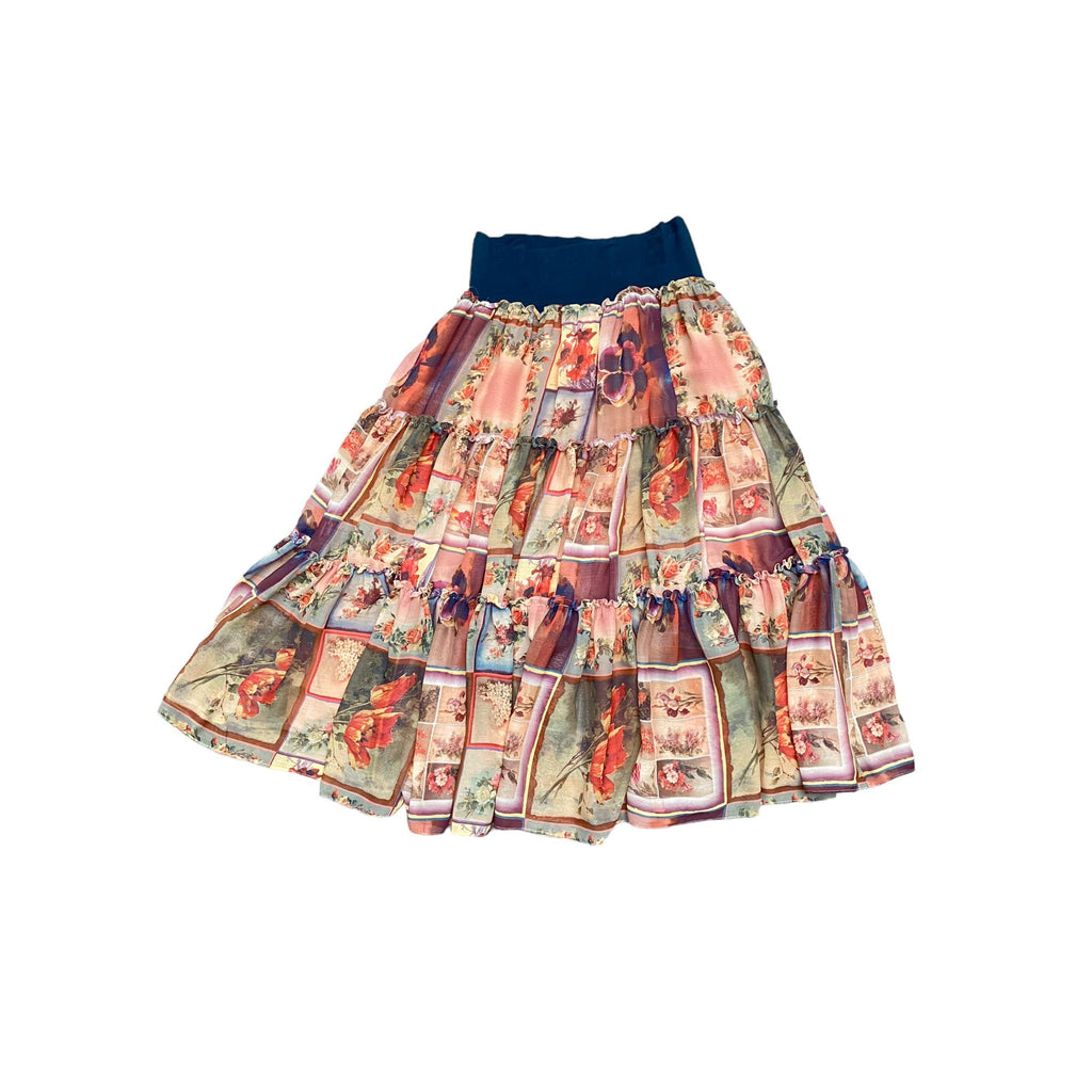 Junior  Tapestry / Floral Wide Skirt  Stretchable waist