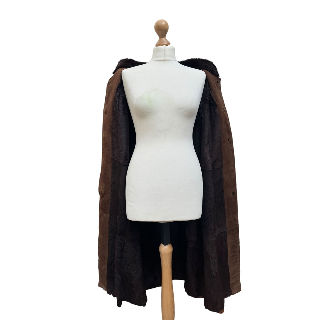 Vintage 1980s Brown suede Fur lining coat