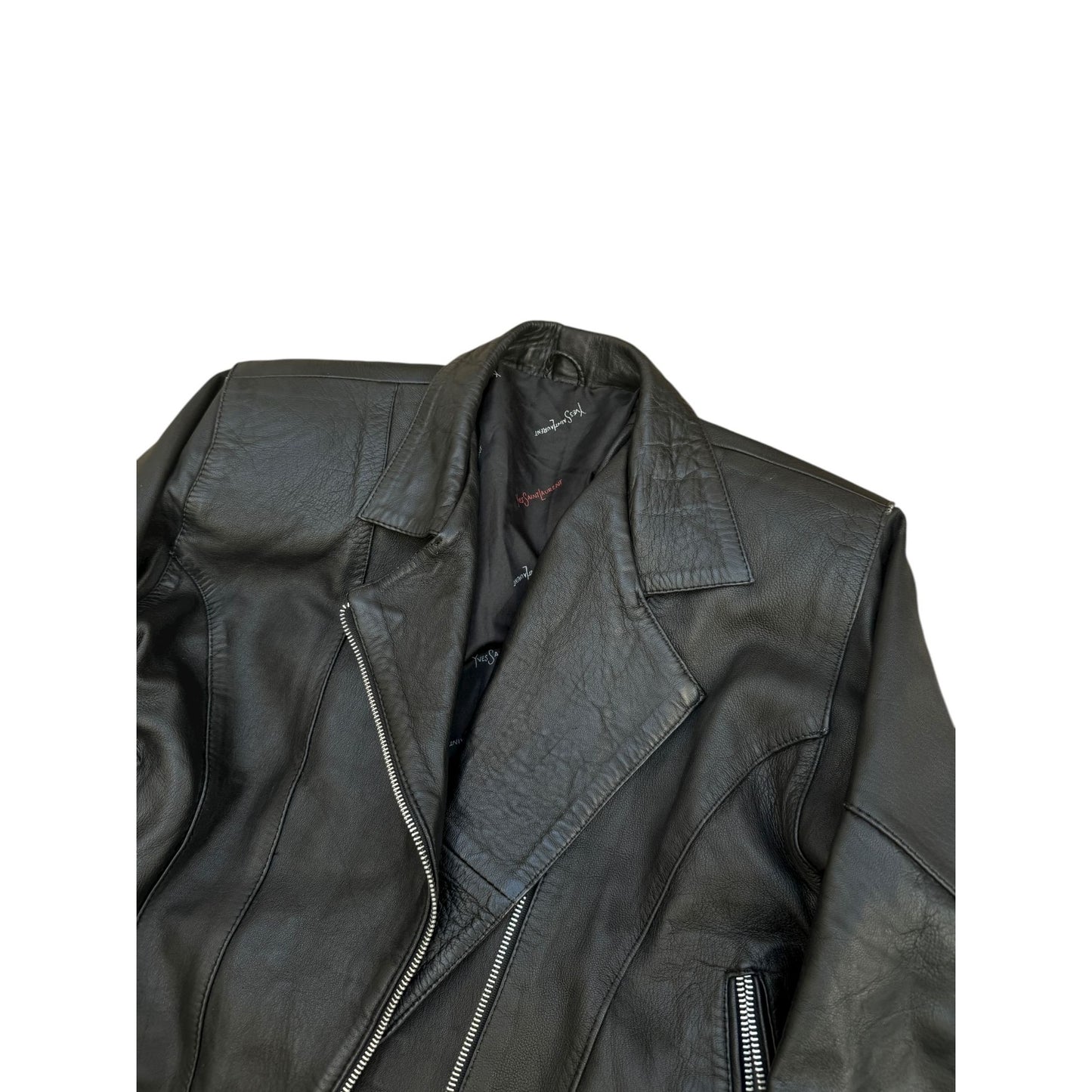 1990s Black Biker Calfskin Leather Jacket