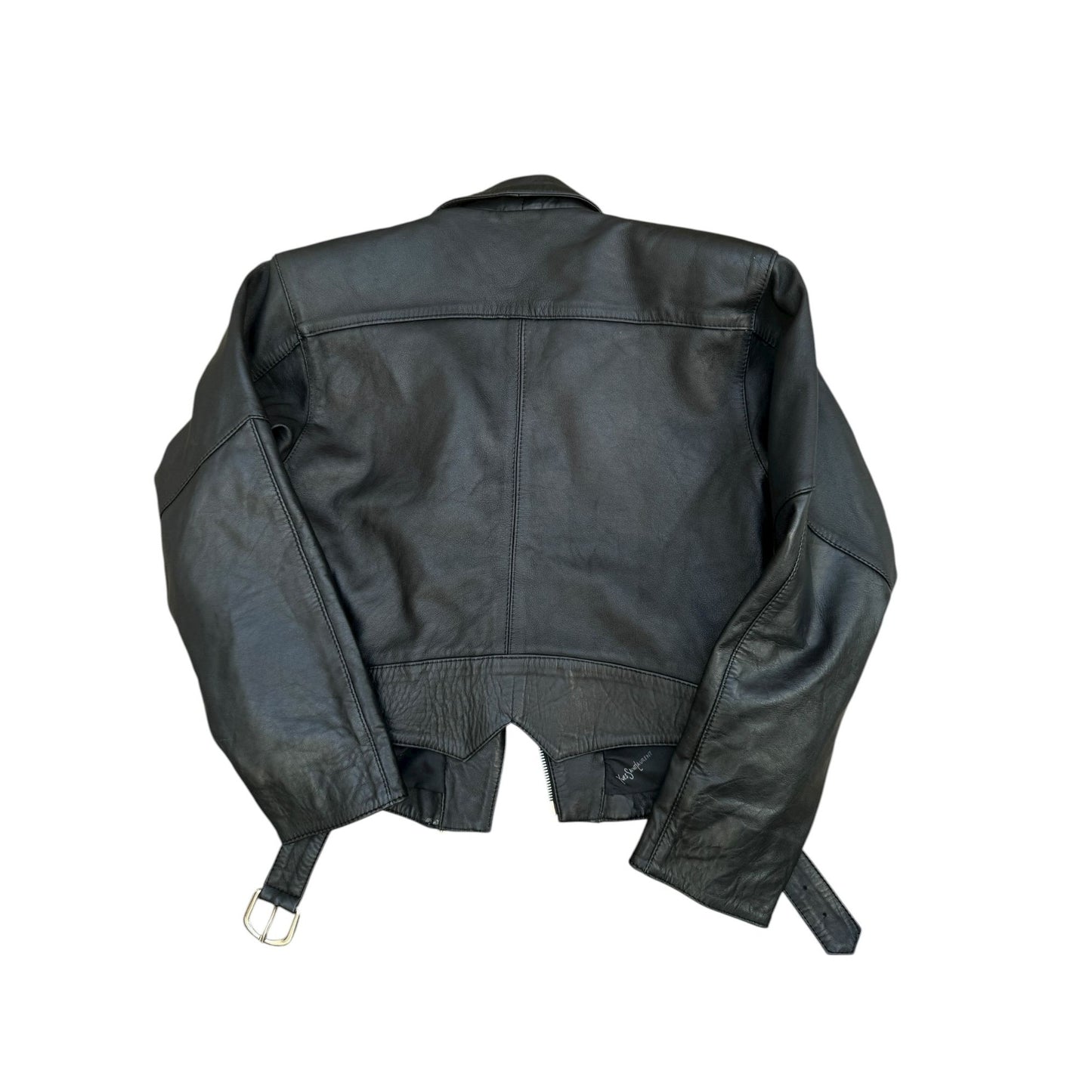  1990s Black Biker Calfskin Leather Jacket