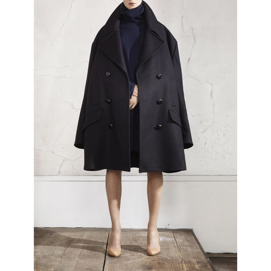 Oversized Navy Wool Coat 