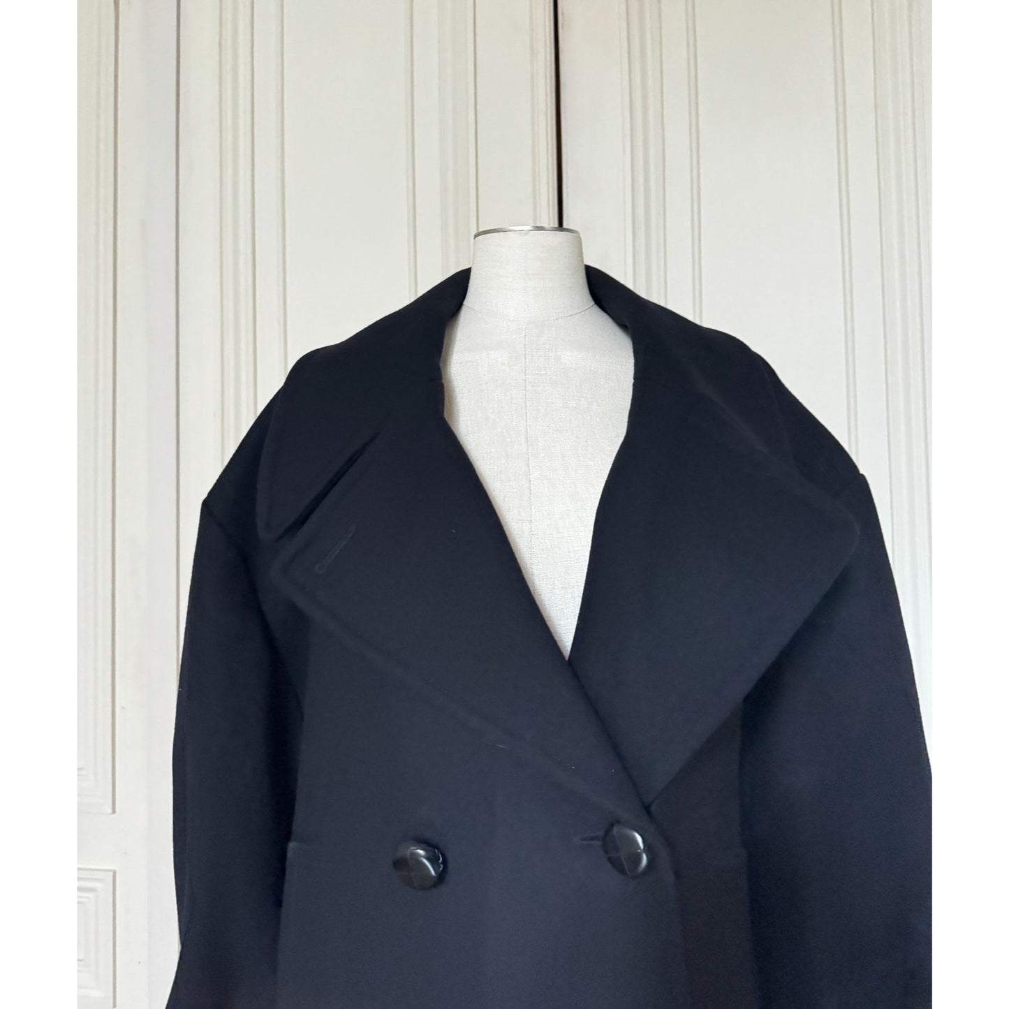 Oversized Navy Wool Coat 