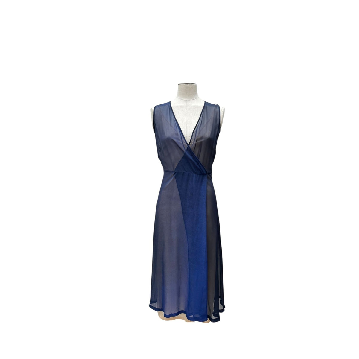 Navy Layered Silk Dress