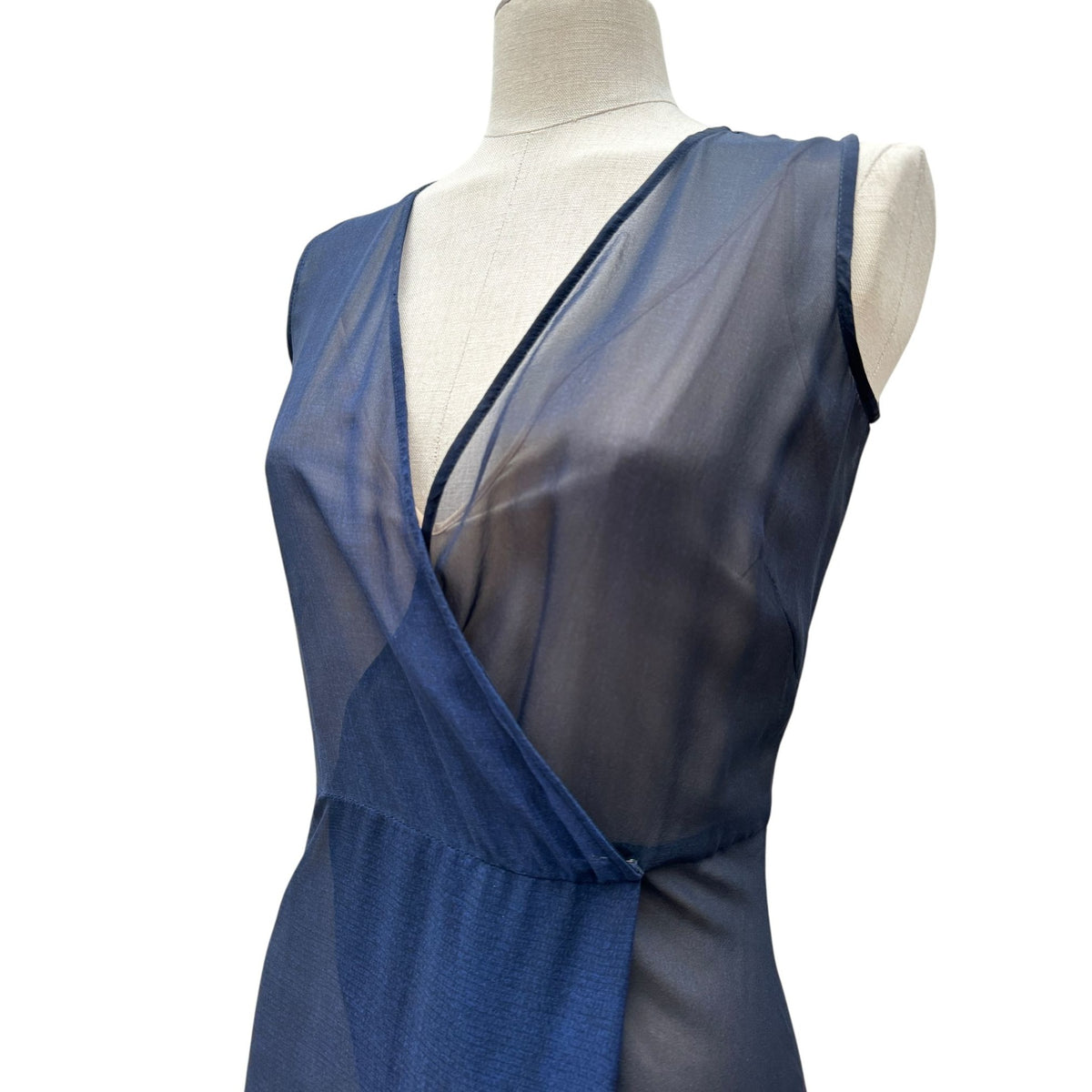 Navy Layered Silk Dress