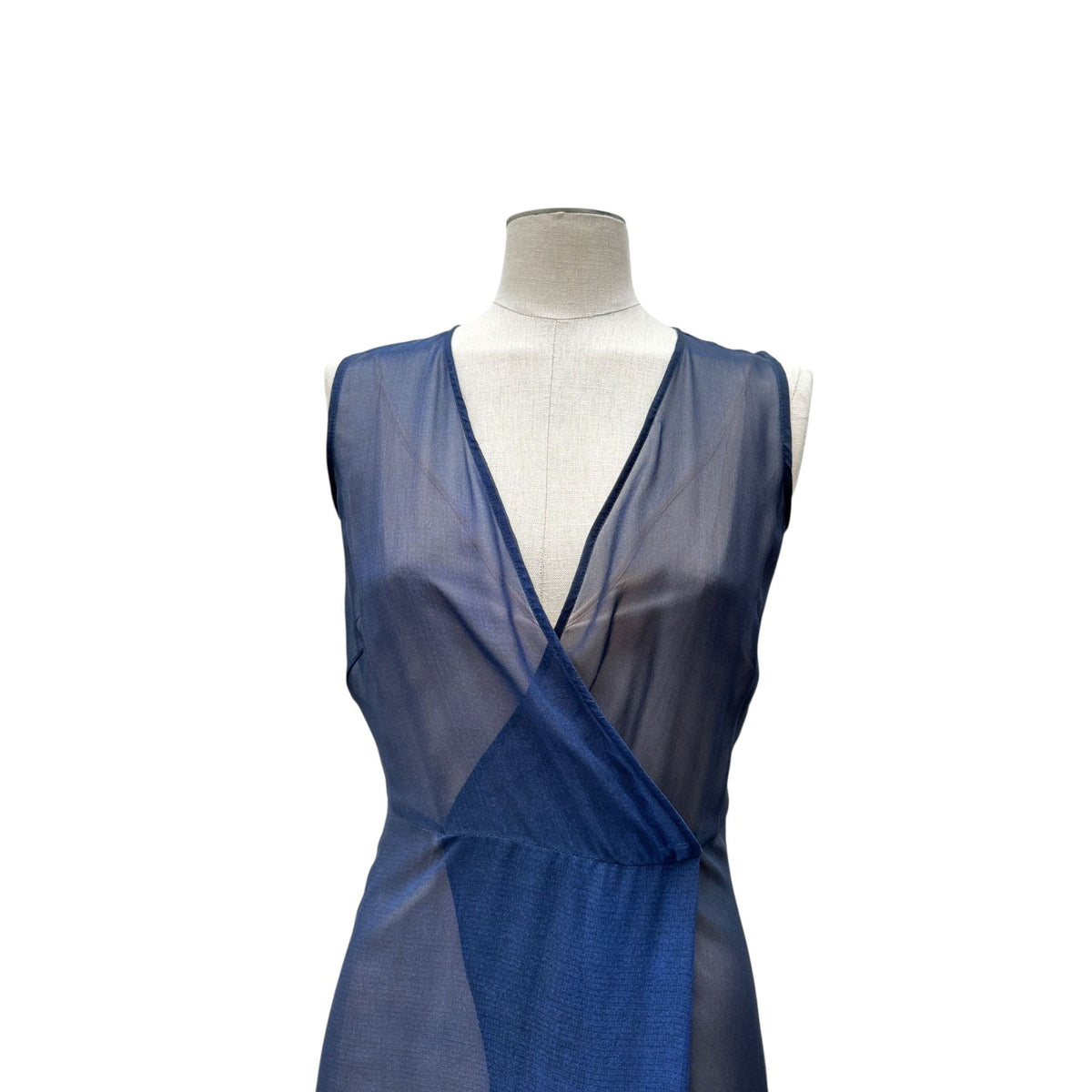 Navy Layered Silk Dress