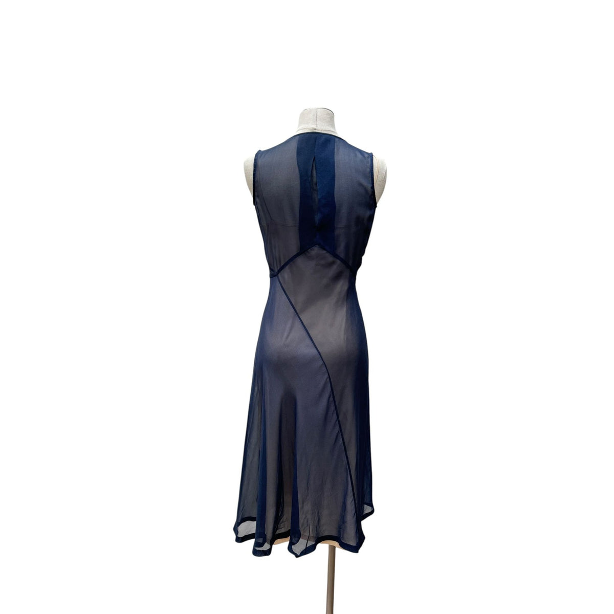 Navy Layered Silk Dress