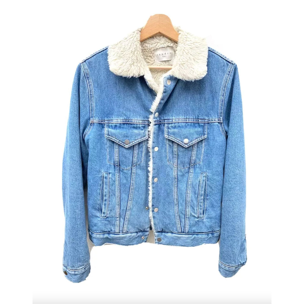 Paris Lightwash Denim shearling jacket  Sherpa Lined  