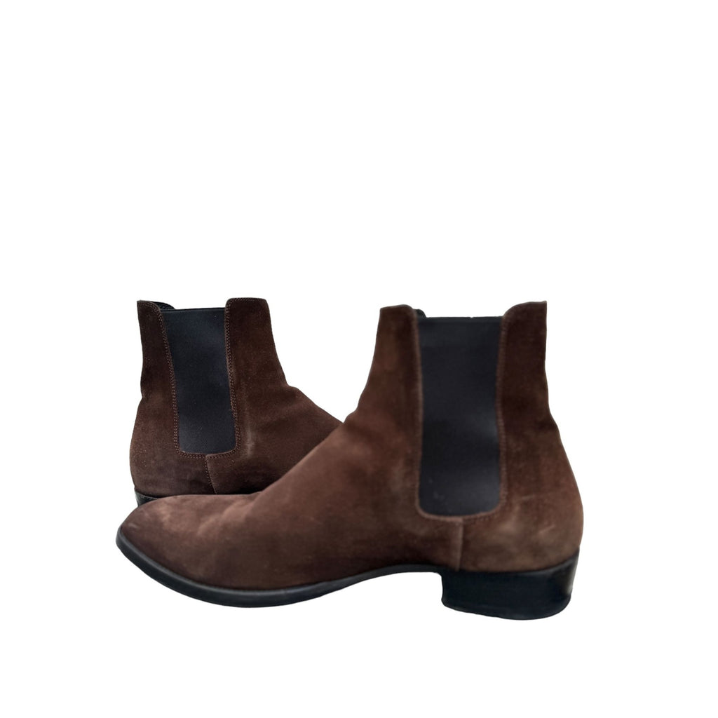 Brown Suede Chelsea Boots Cuban Heel