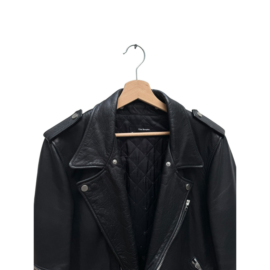 Black Leather Biker Jacket  Belted