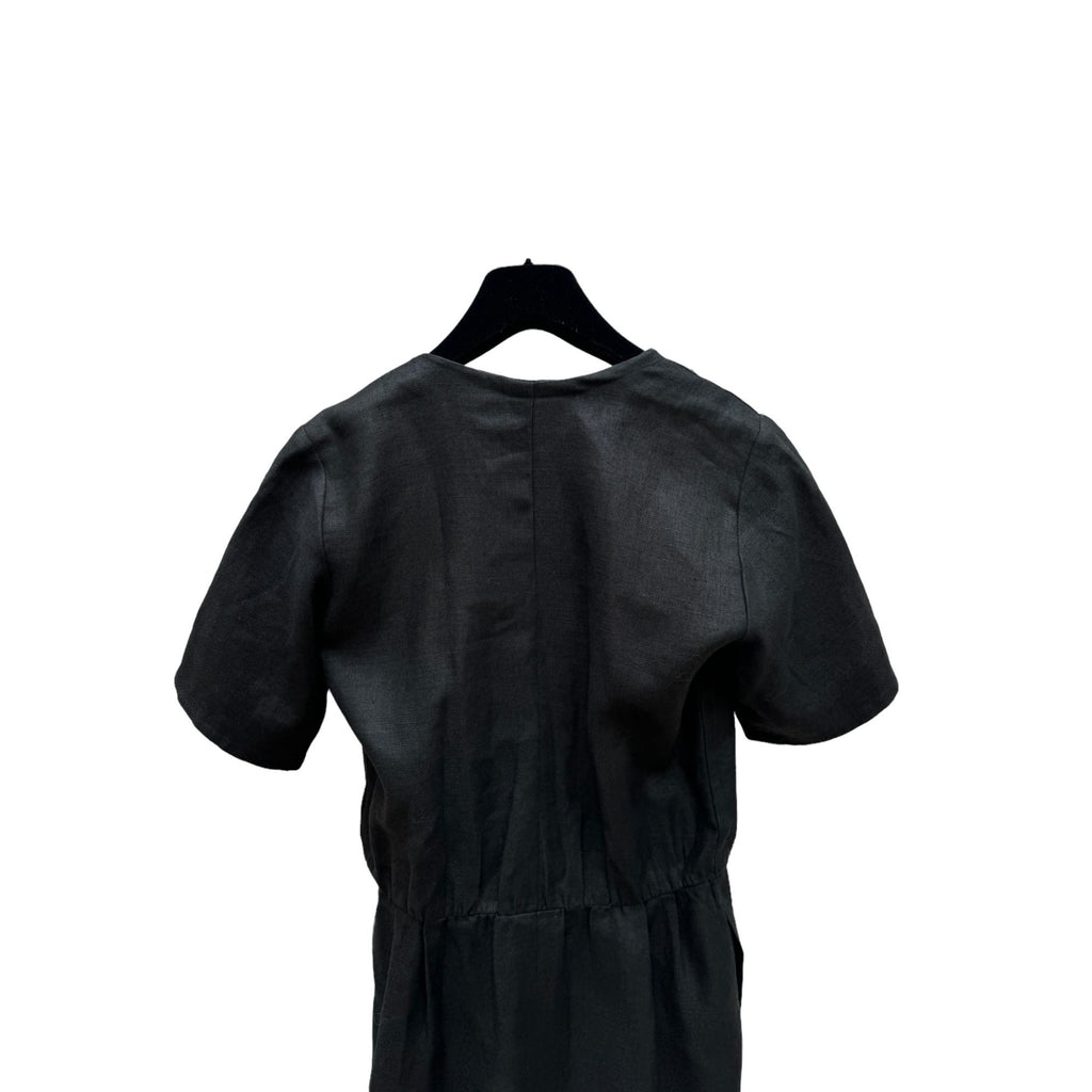 Vintage 1970s Black Linen Dress