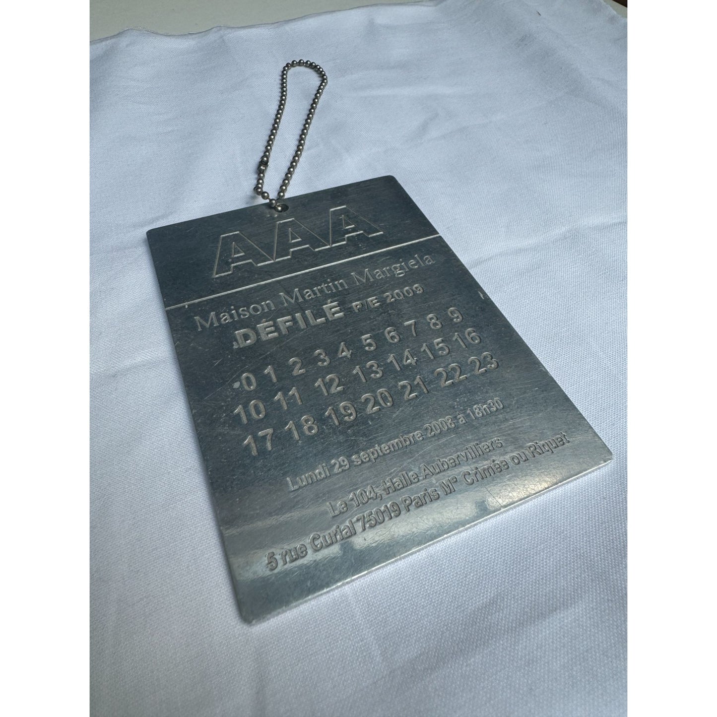 Martin Margiela Spring Summer 2009 Runway Invitation Metal Show Pass