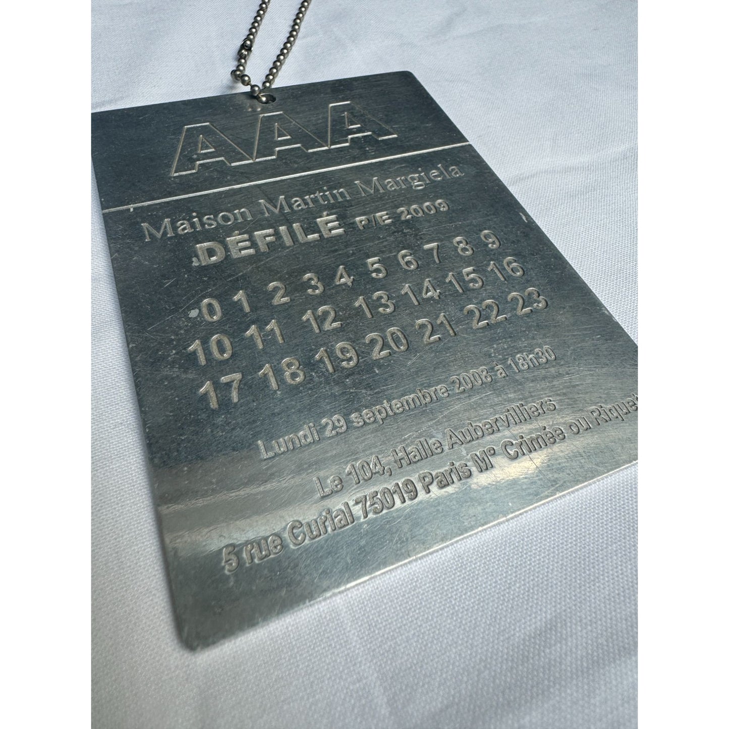 Martin Margiela Spring Summer 2009 Runway Invitation Metal Show Pass