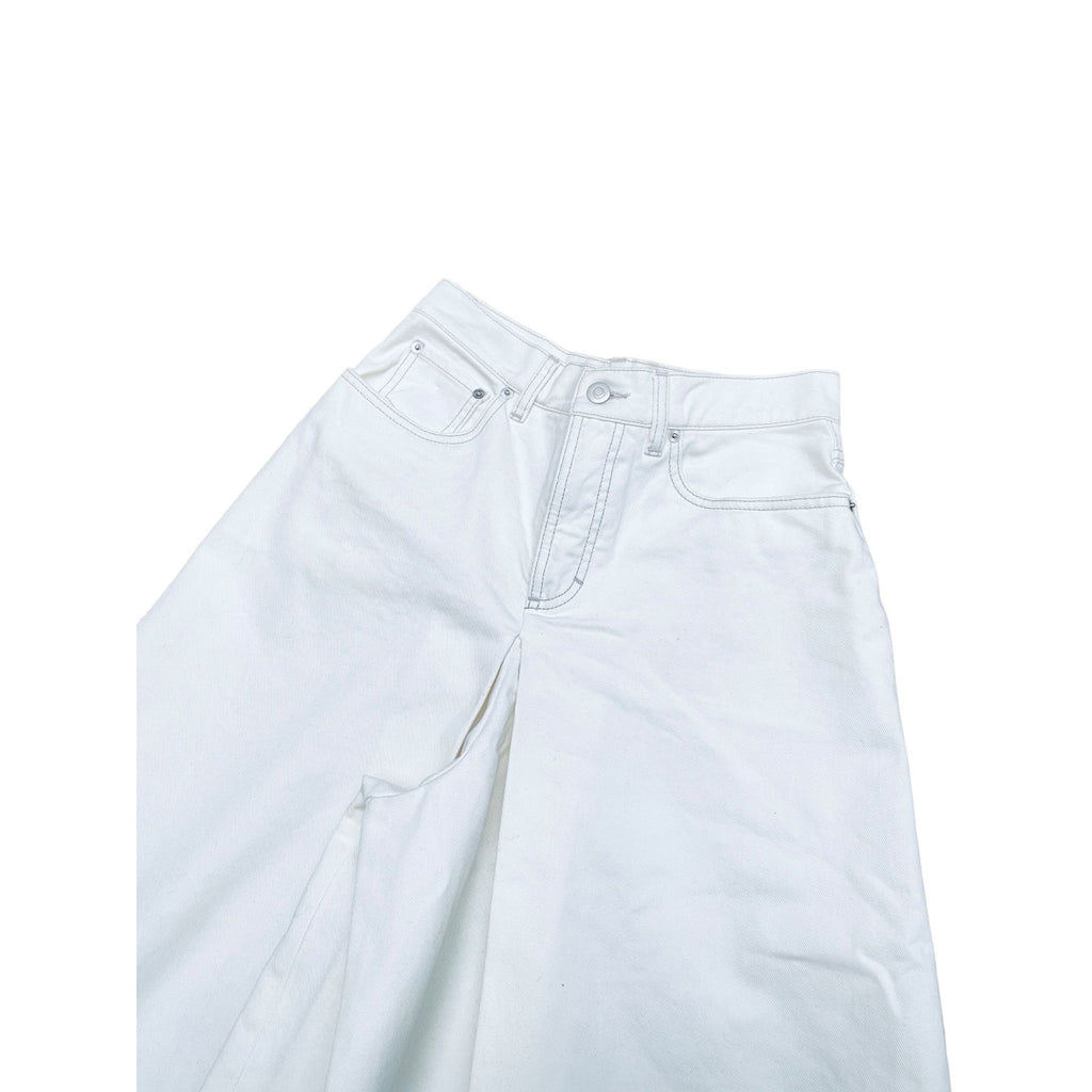 Extra Wide White Denim Pants