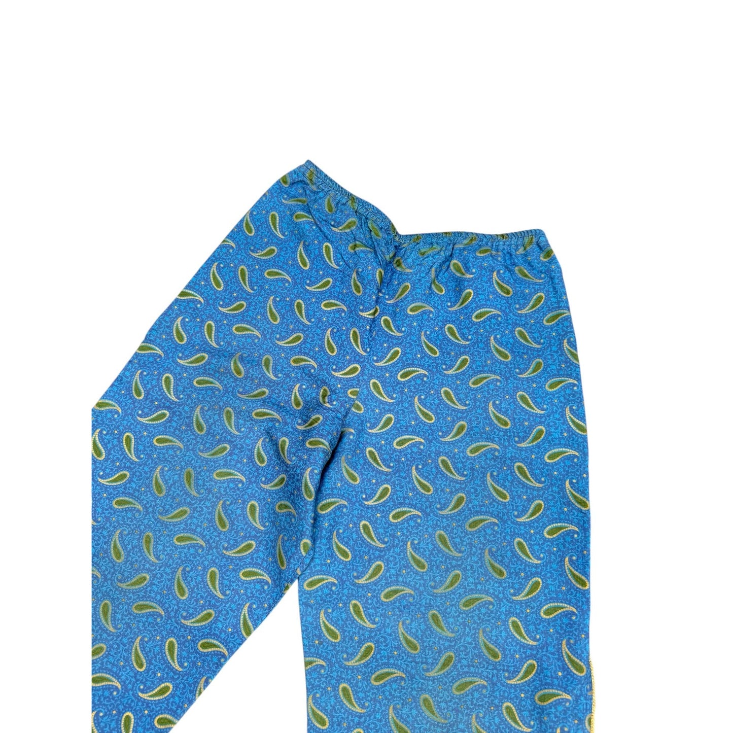 1970s Blue Paisley Silk Pants