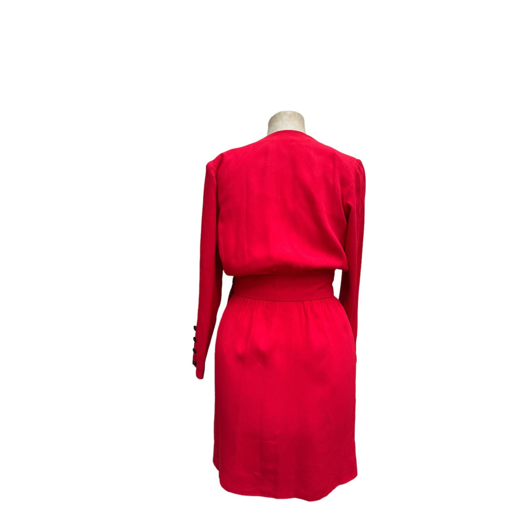 Winter 1985 Vintage Red Wool Wrap Dress