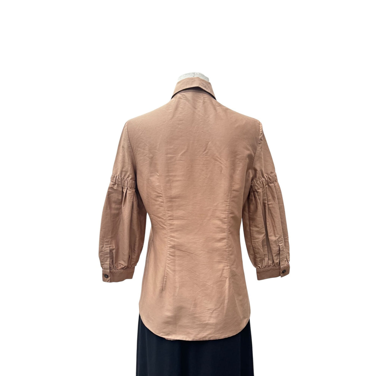 2007 Beige Cotton Gathered-Sleeve Shirt