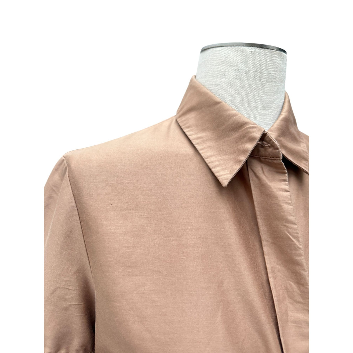 2007 Beige Cotton Gathered-Sleeve Shirt