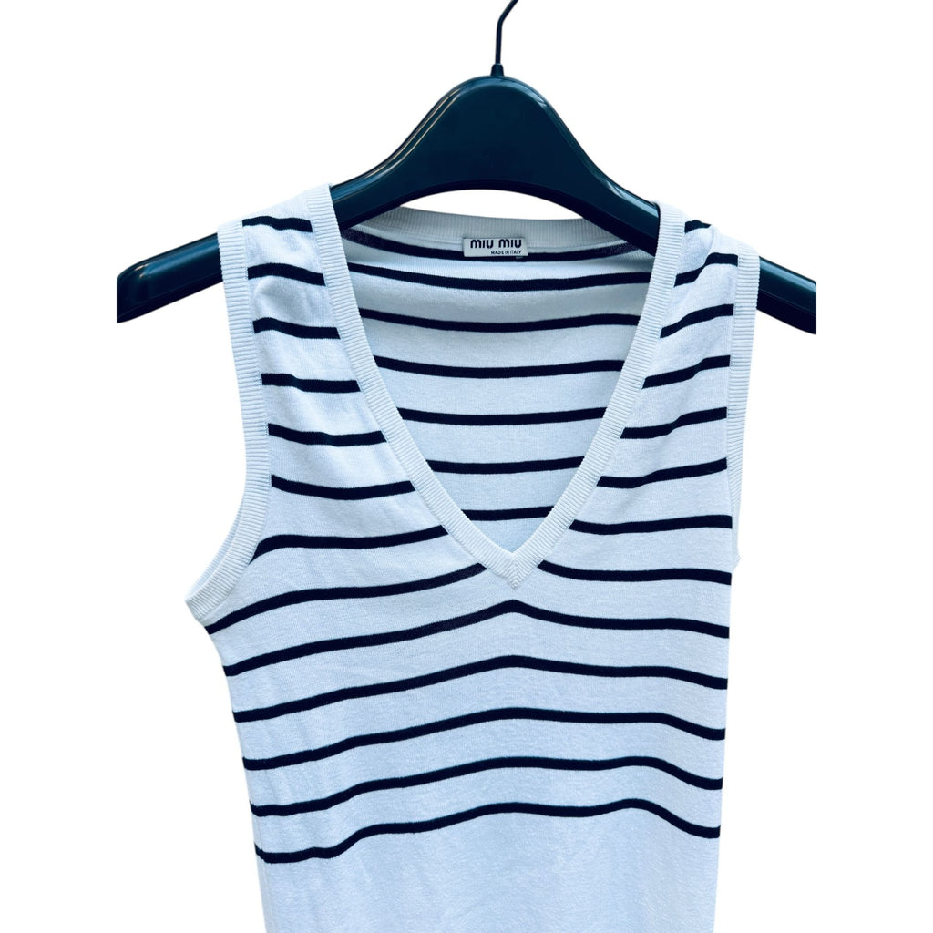 White Black Striped Vest