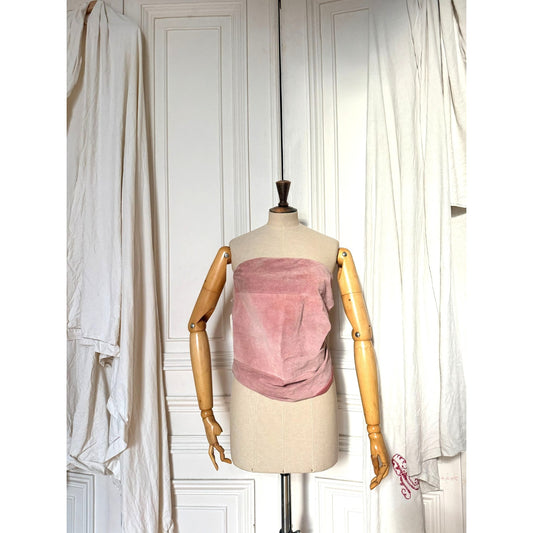 Line 0 Artisanal FW 2004–2005 Pale Pink Suede Bustier Top