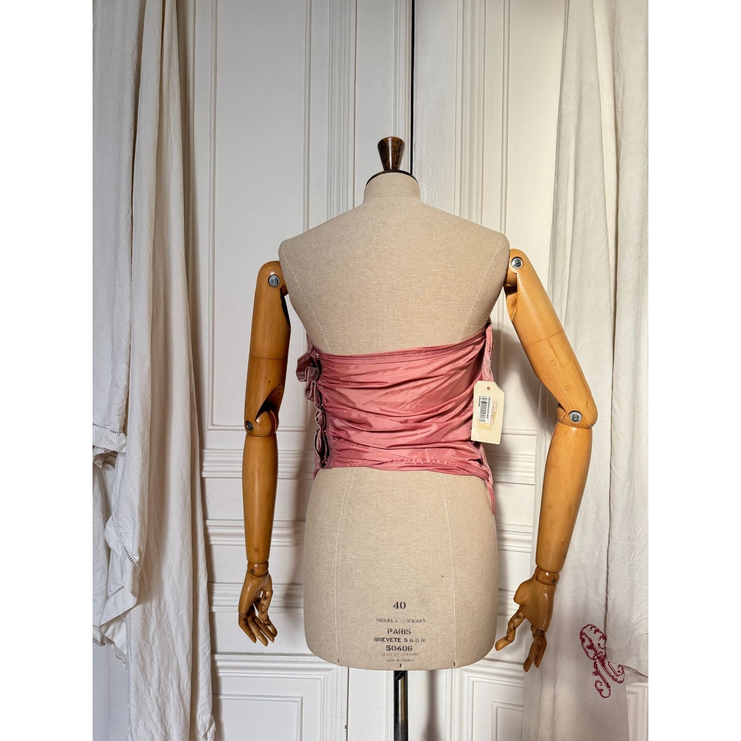 Line 0 Artisanal FW 2004–2005 Pale Pink Suede Bustier Top